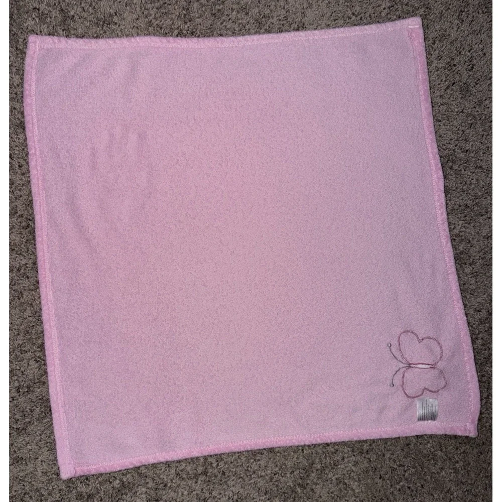 RN 67227 Pink Butterfly Baby Blanket Gray White Chevron Wings Plush Soft‎ Lovey